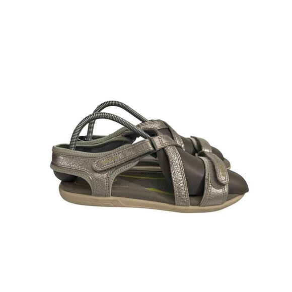 Ecco Womens  Size 6 Silver Leather Strappy Open-Toe Sandals shoes - Picture 5 of 7